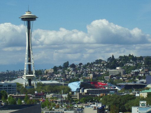 P8310025 The view from our room - Space needle and EMP