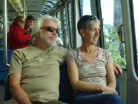 P8310028 On the monorail, Larry and Robin