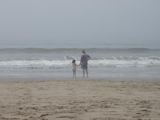 P6030017 Josephine and Grampa by the ocean