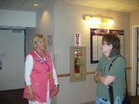 P1220023 Petra talks to a nurse in the hospital where she was born